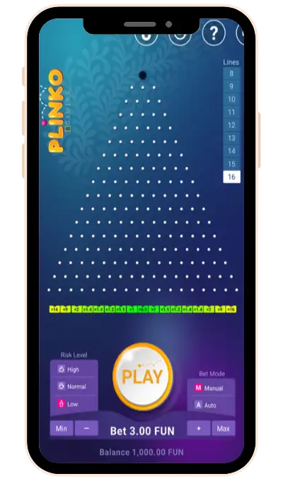 Open the official Plinko game from BGaming